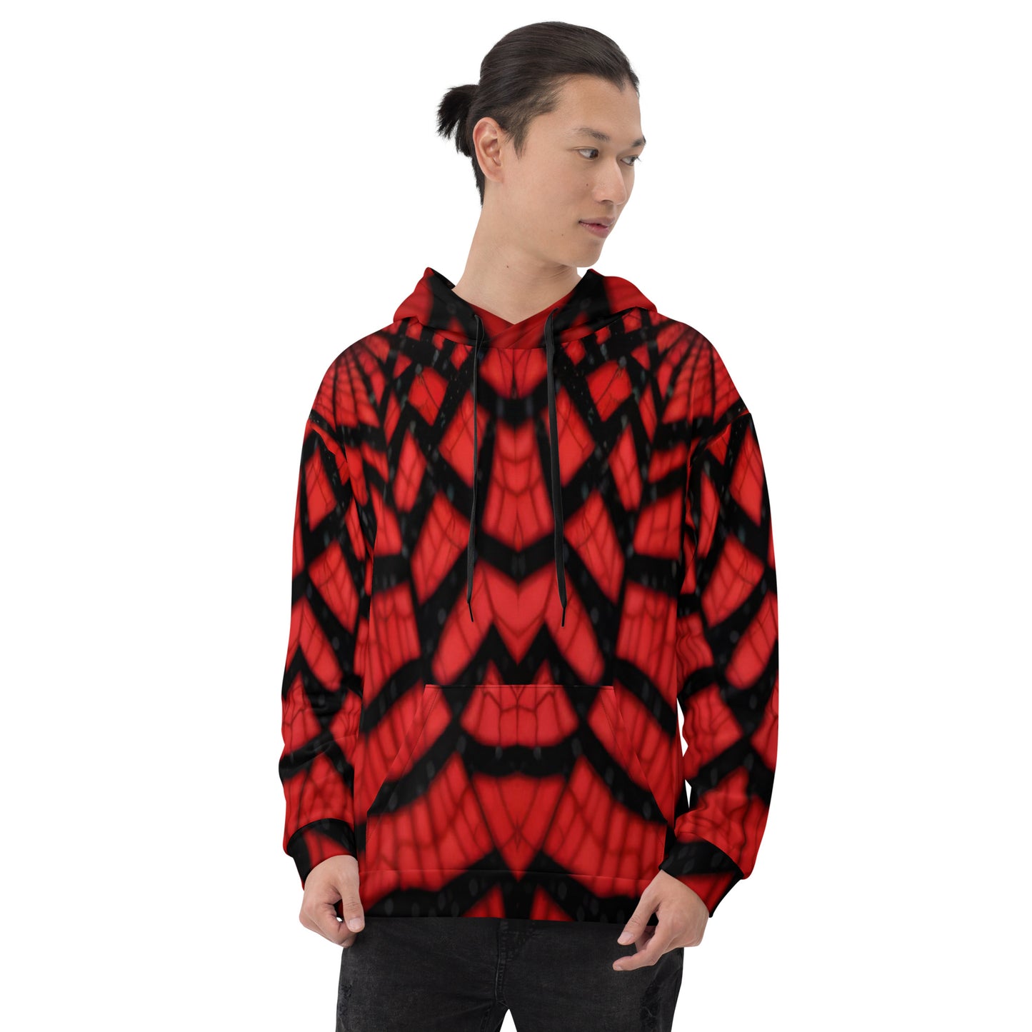 Black & Red Spiderwebs Unisex Designer Hoodie