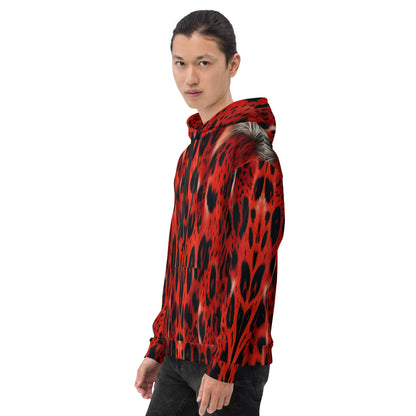 Red Leopard Fur Custom Print Unisex Hoodie