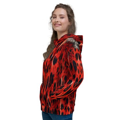 Red Leopard Fur Custom Print Unisex Hoodie