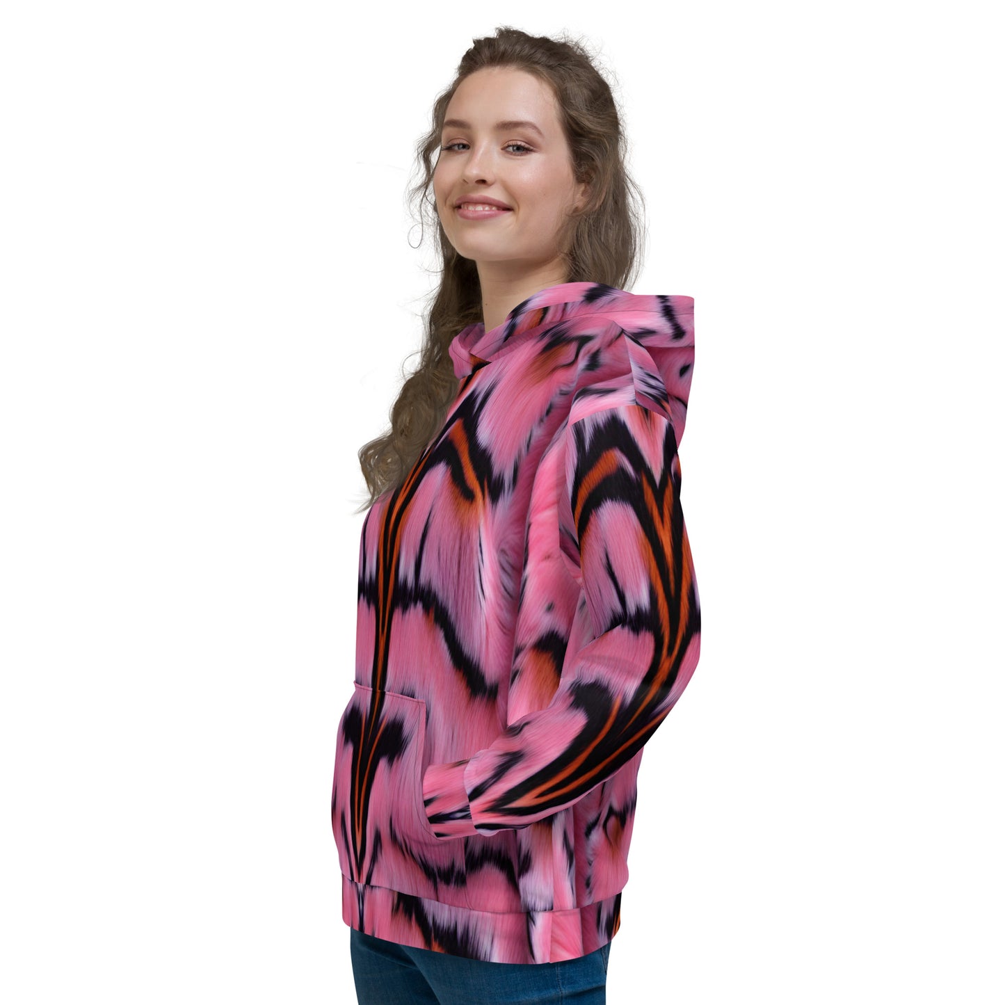 Pink Tiger Fur Custom Print Unisex Hoodie