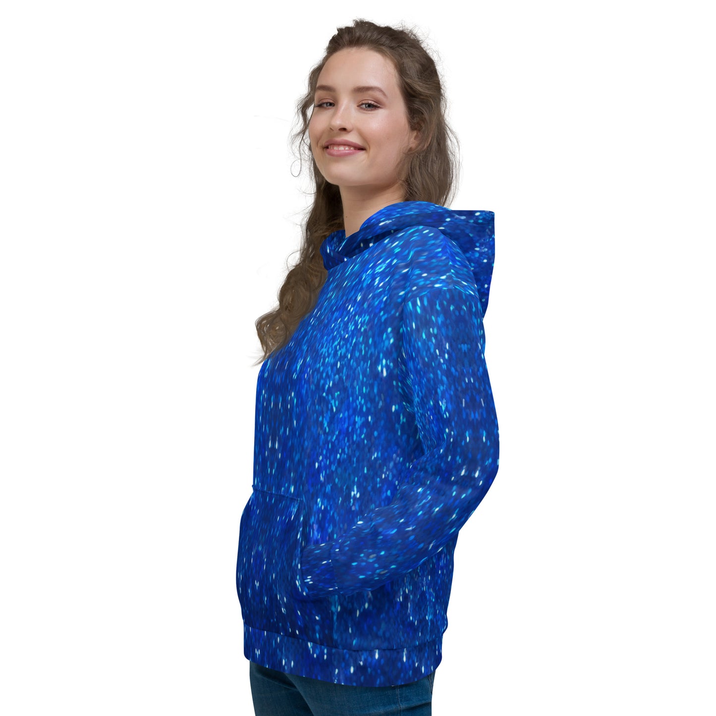Blue Glitter Unisex Designer Hoodie