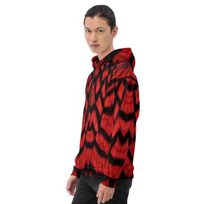 Black & Red Spiderwebs Unisex Designer Hoodie