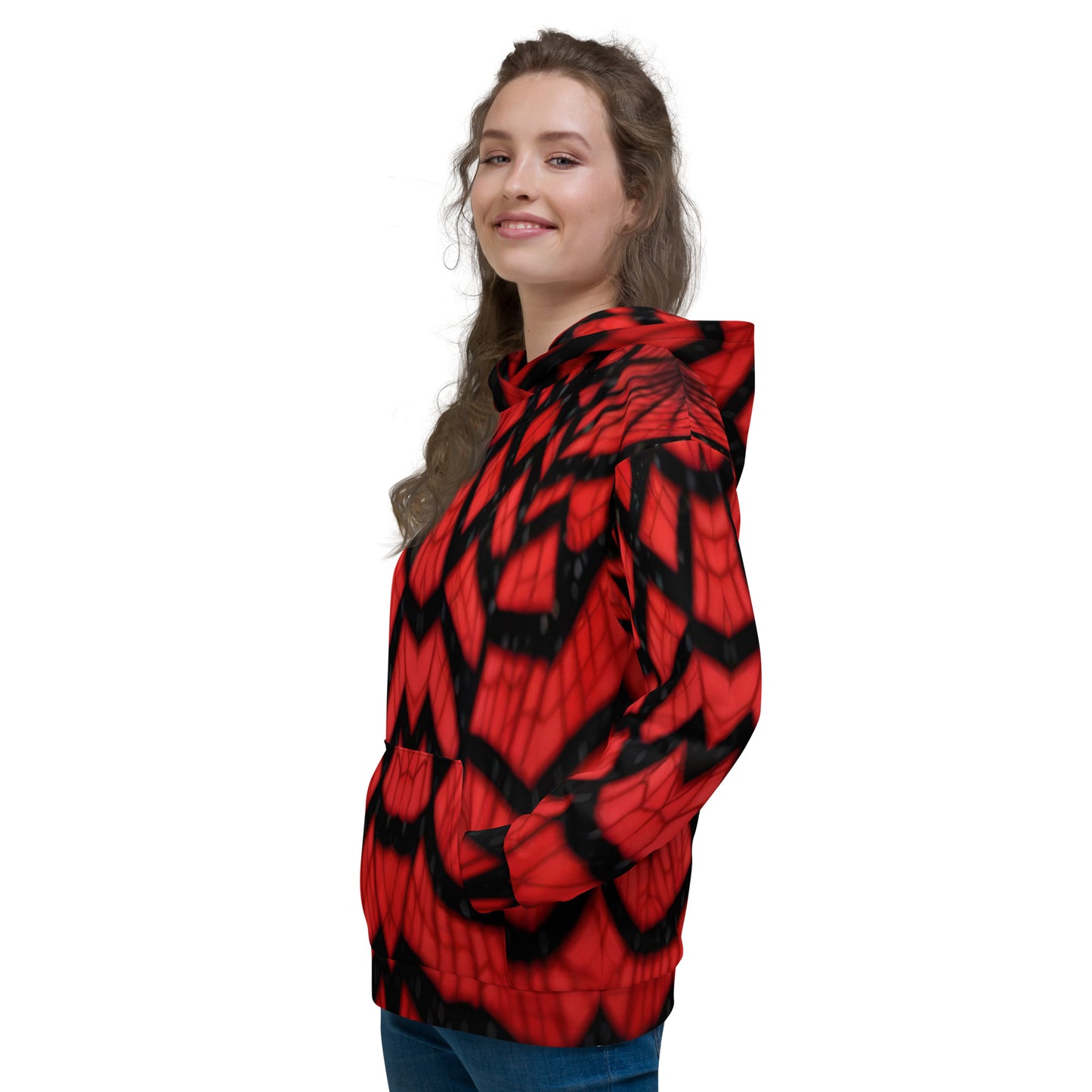 Black & Red Spiderwebs Unisex Designer Hoodie