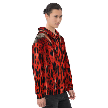 Red Leopard Fur Custom Print Unisex Hoodie