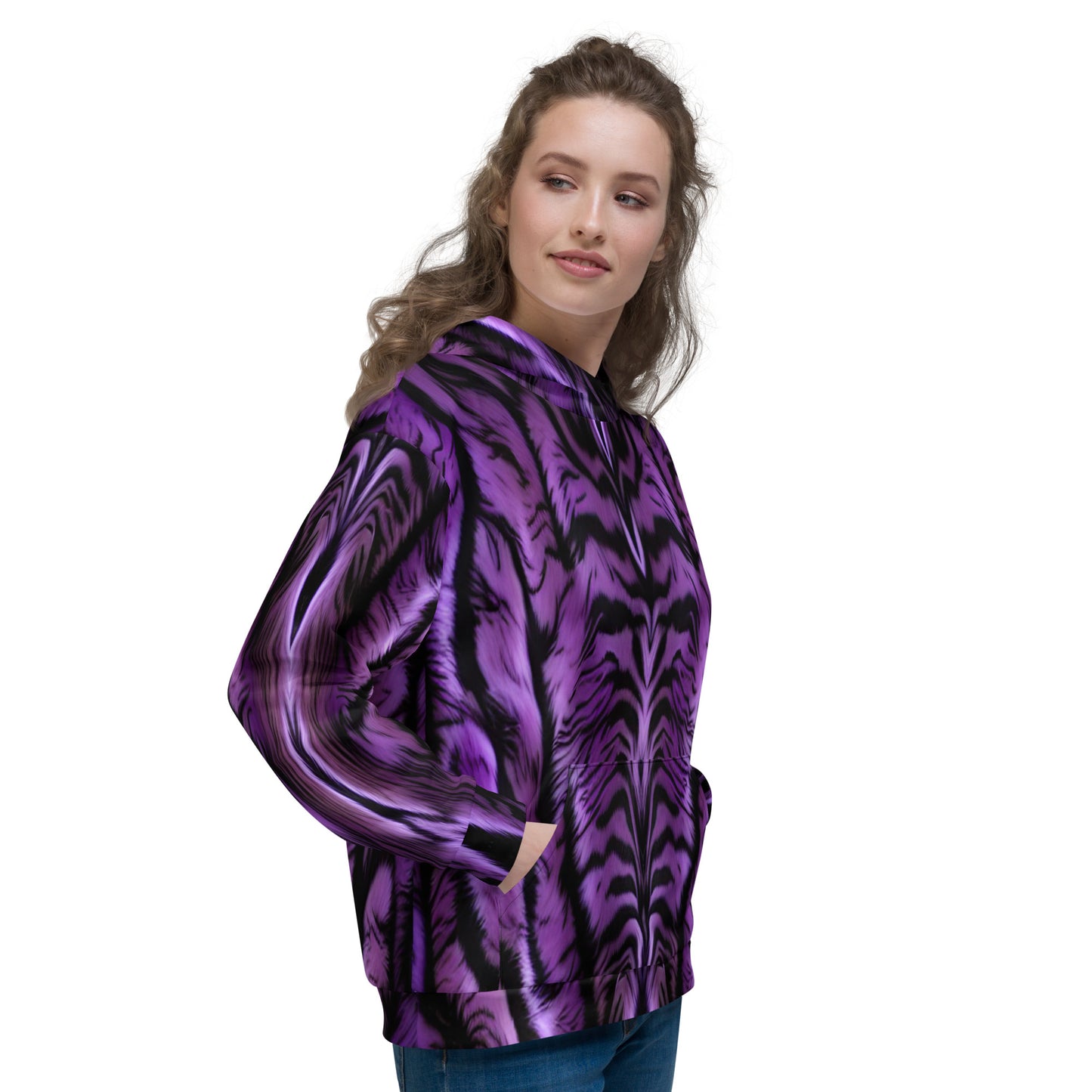 Purple Tiger Custom Print Unisex Hoodie