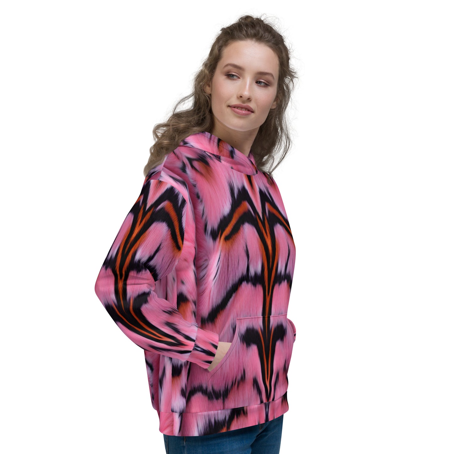 Pink Tiger Fur Unisex Designer Hoodie
