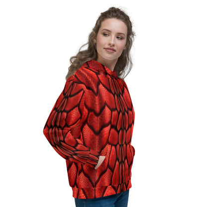 Red Dragon Scales Unisex Designer Hoodie