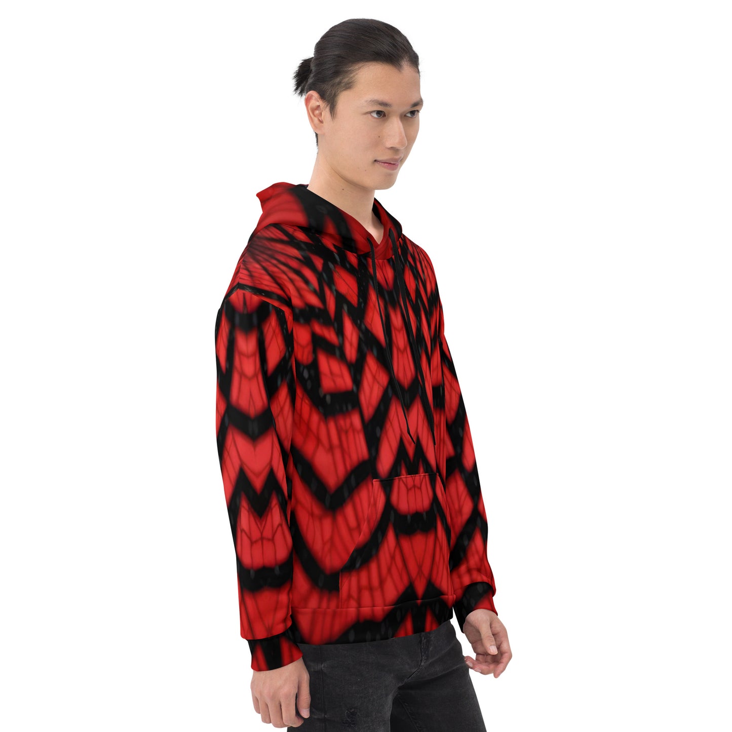 Black & Red Spiderwebs Unisex Designer Hoodie