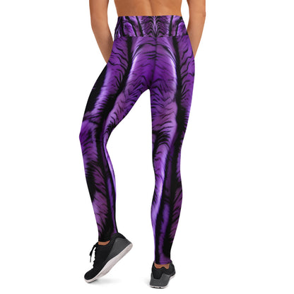 Purple Tiger Print Yoga Leggings For Women