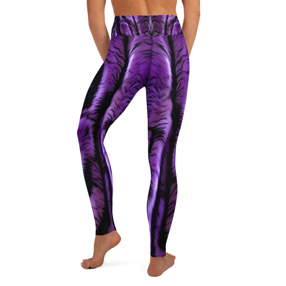 Purple Tiger Print Yoga Leggings For Women