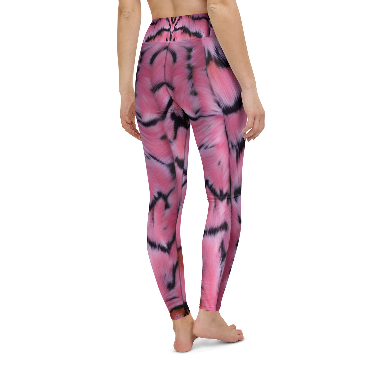Pink Tiger Fur Printed Yoga Leggings For Women