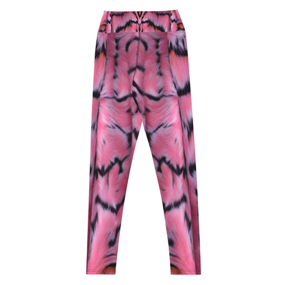 Pink Tiger Fur Printed Yoga Leggings For Women
