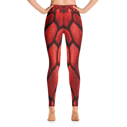 Red Dragon Scales Printed Yoga Leggings For Women
