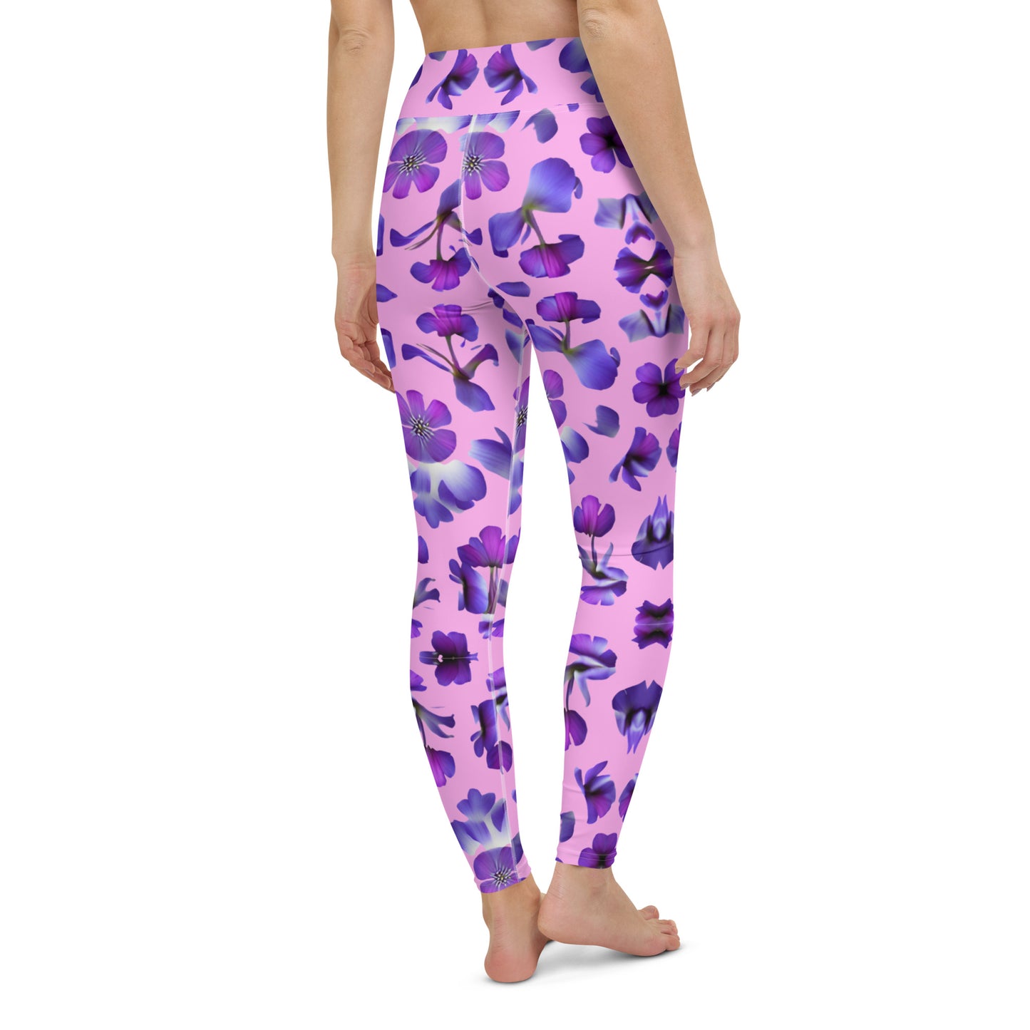 Violets Pattern Printed Yoga Leggings For Women