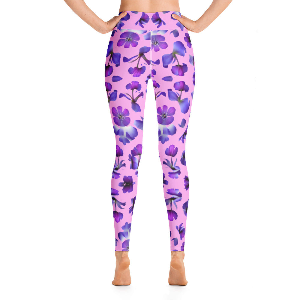 Violets Pattern Printed Yoga Leggings For Women