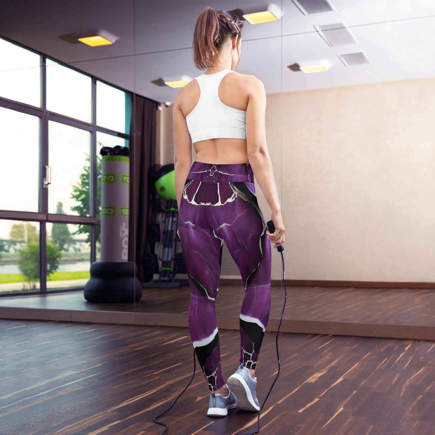 Purple Marble Print Yoga Leggings For Women