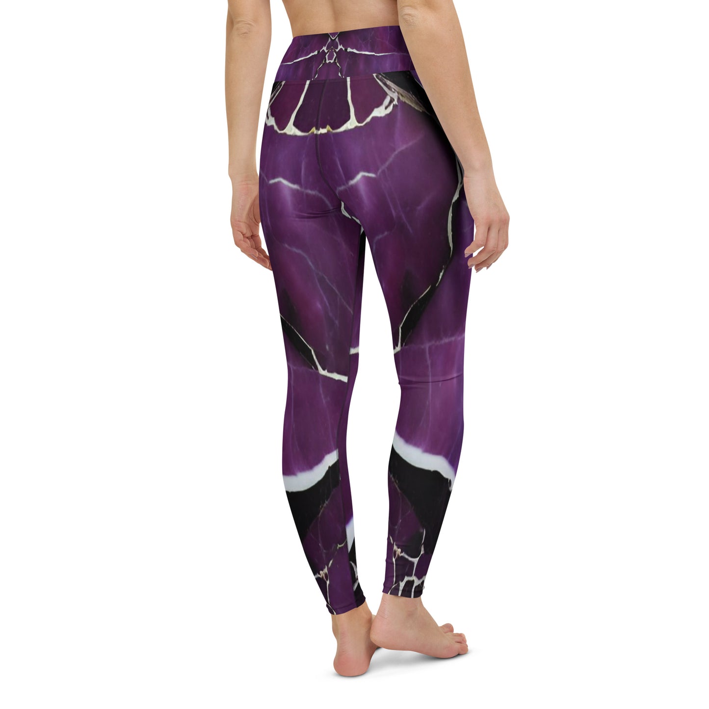 Purple Marble Print Yoga Leggings For Women