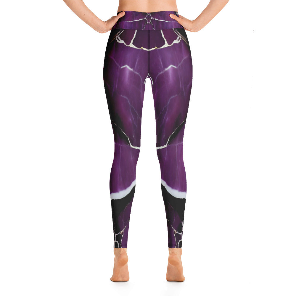 Purple Marble Print Yoga Leggings For Women