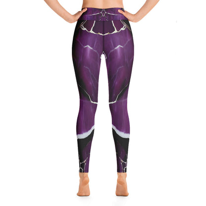 Purple Marble Print Yoga Leggings For Women