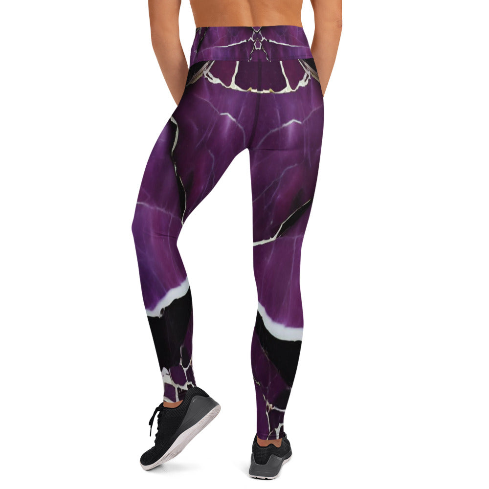 Purple Marble Print Yoga Leggings For Women