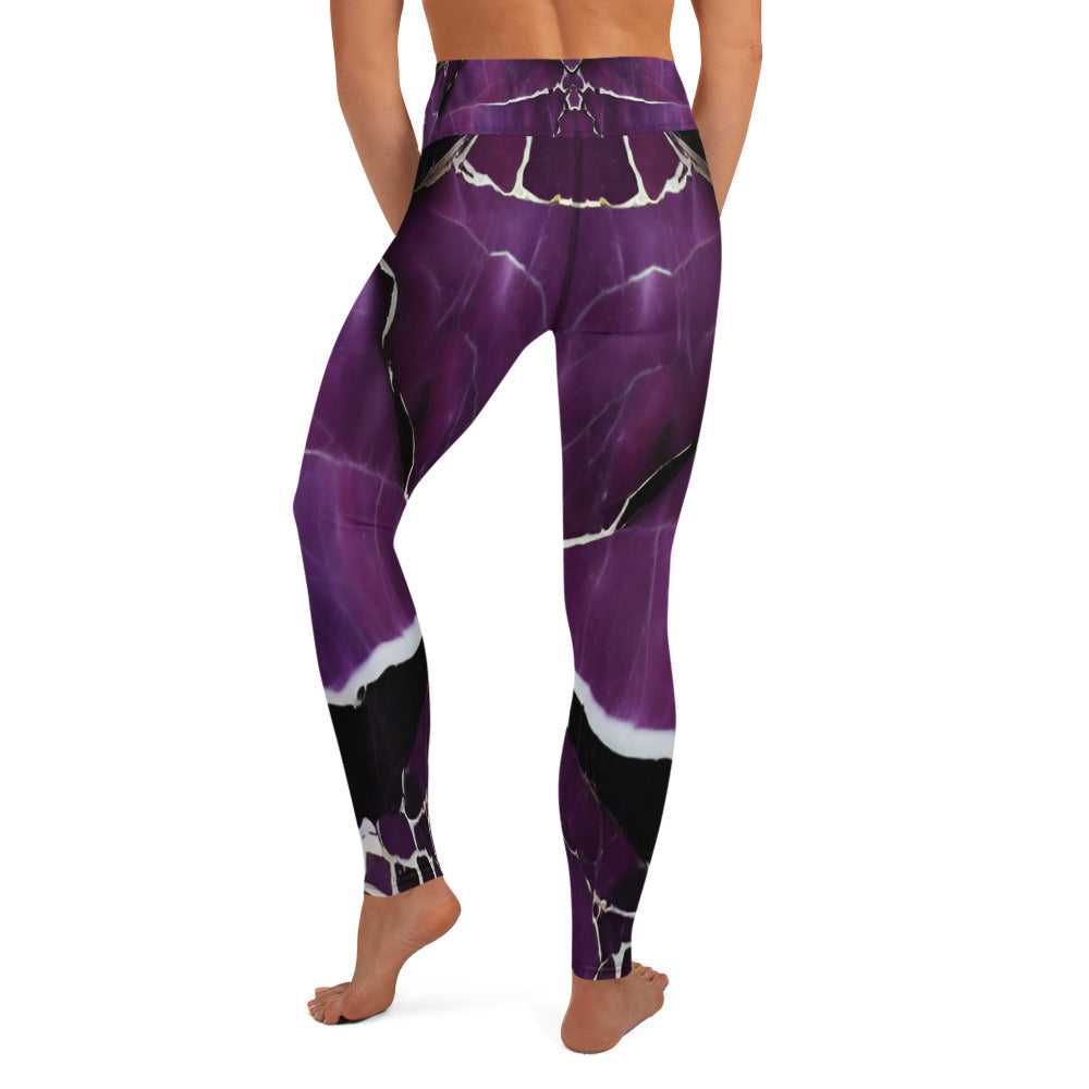 Purple Marble Print Yoga Leggings For Women