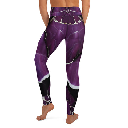 Purple Marble Print Yoga Leggings For Women