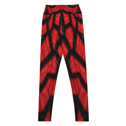 Black & Red Spider Webs Custom Print Yoga Leggings