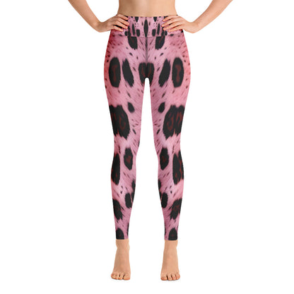 Pink Leopard Fur Custom Print Yoga Leggings