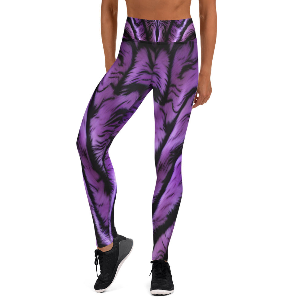 Purple Tiger Print Yoga Leggings For Women