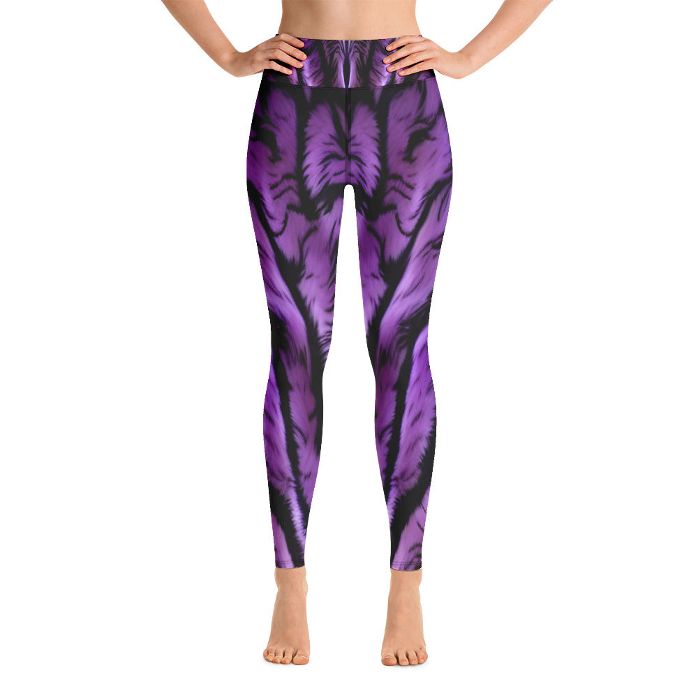 Purple Tiger Print Yoga Leggings For Women