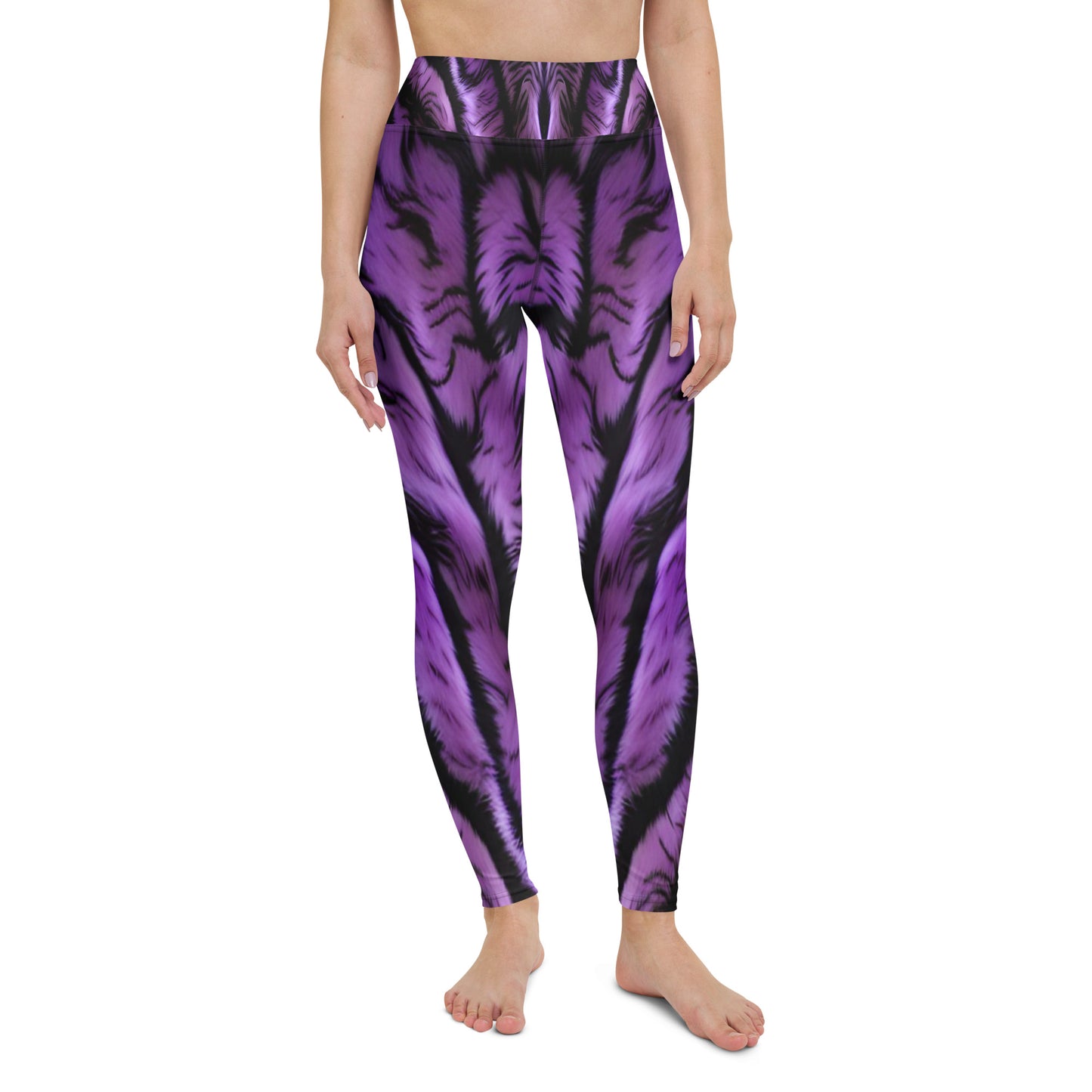 Purple Tiger Print Yoga Leggings For Women