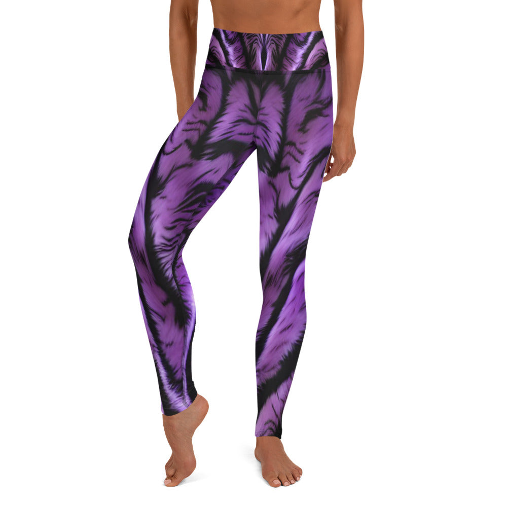 Purple Tiger Print Yoga Leggings For Women