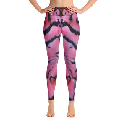 Pink Tiger Fur Printed Yoga Leggings For Women