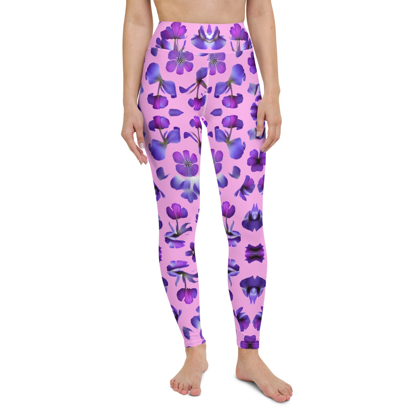 Violets Pattern Printed Yoga Leggings For Women