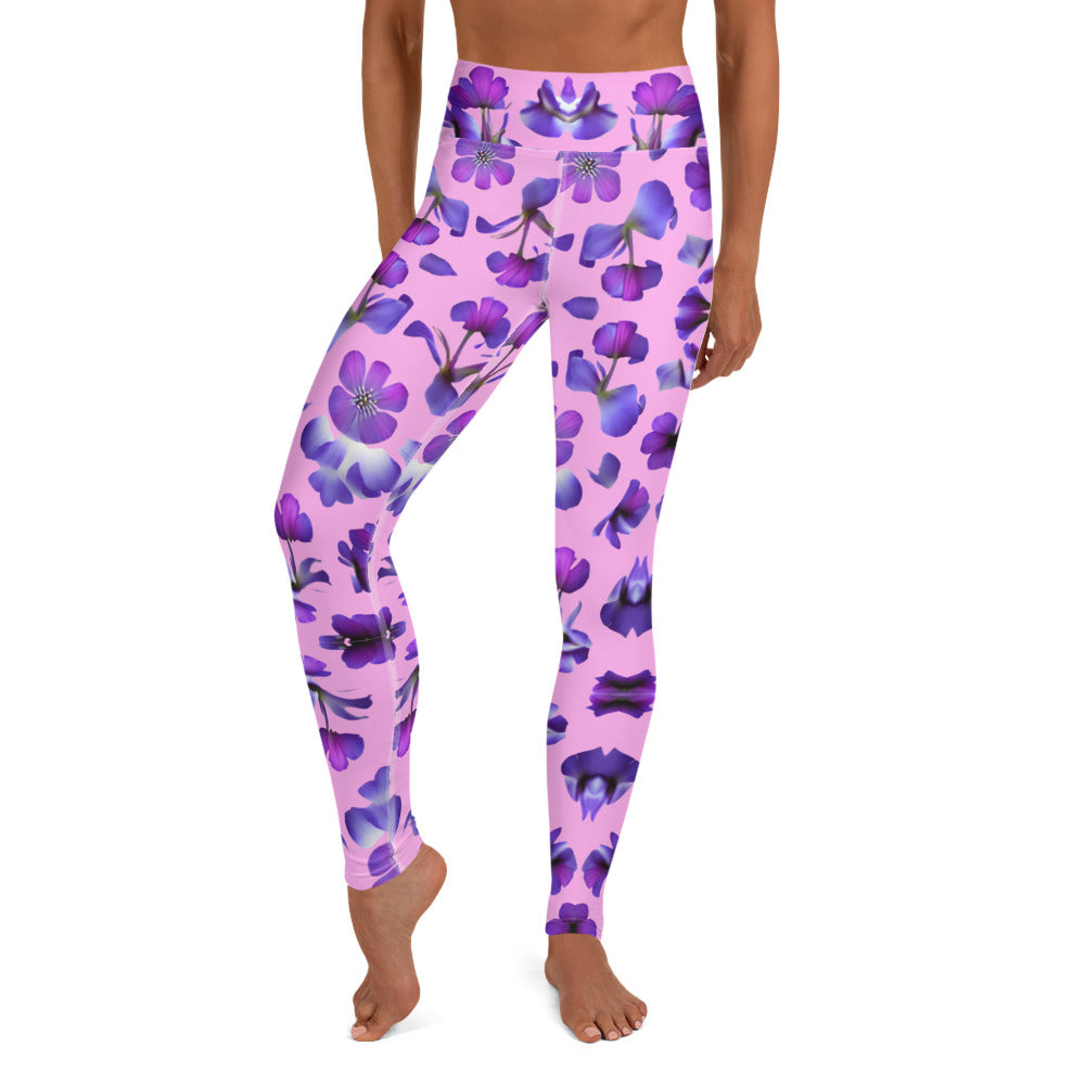 Violets Pattern Printed Yoga Leggings For Women