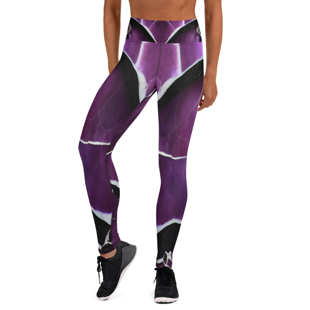 Purple Marble Print Yoga Leggings For Women