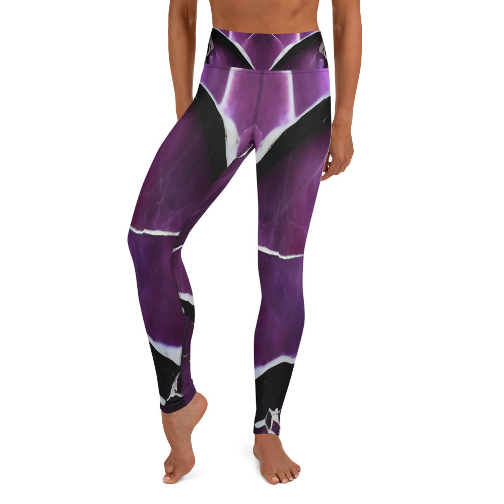 Purple Marble Print Yoga Leggings For Women