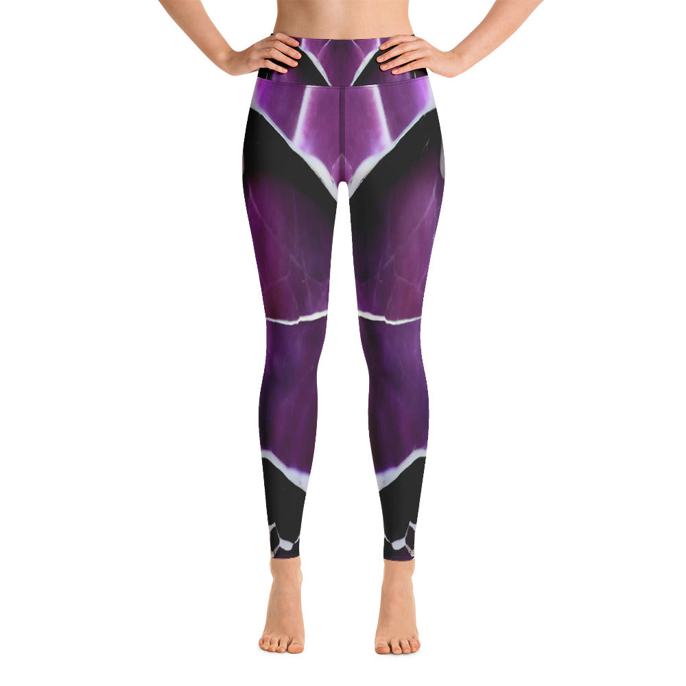 Purple Marble Print Yoga Leggings For Women