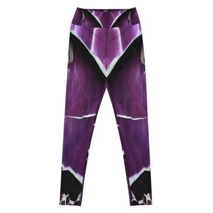 Purple Marble Print Yoga Leggings For Women
