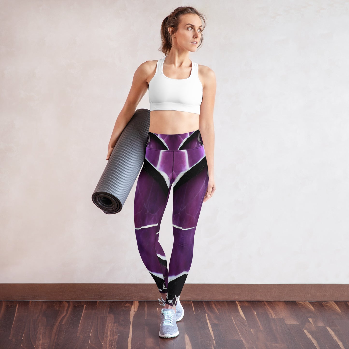 Purple Marble Print Yoga Leggings For Women