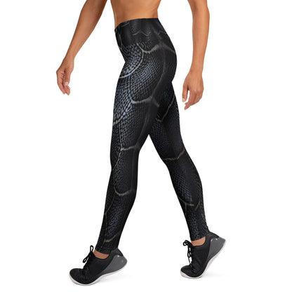 Black Mamba Snake Print Yoga Leggings For Women