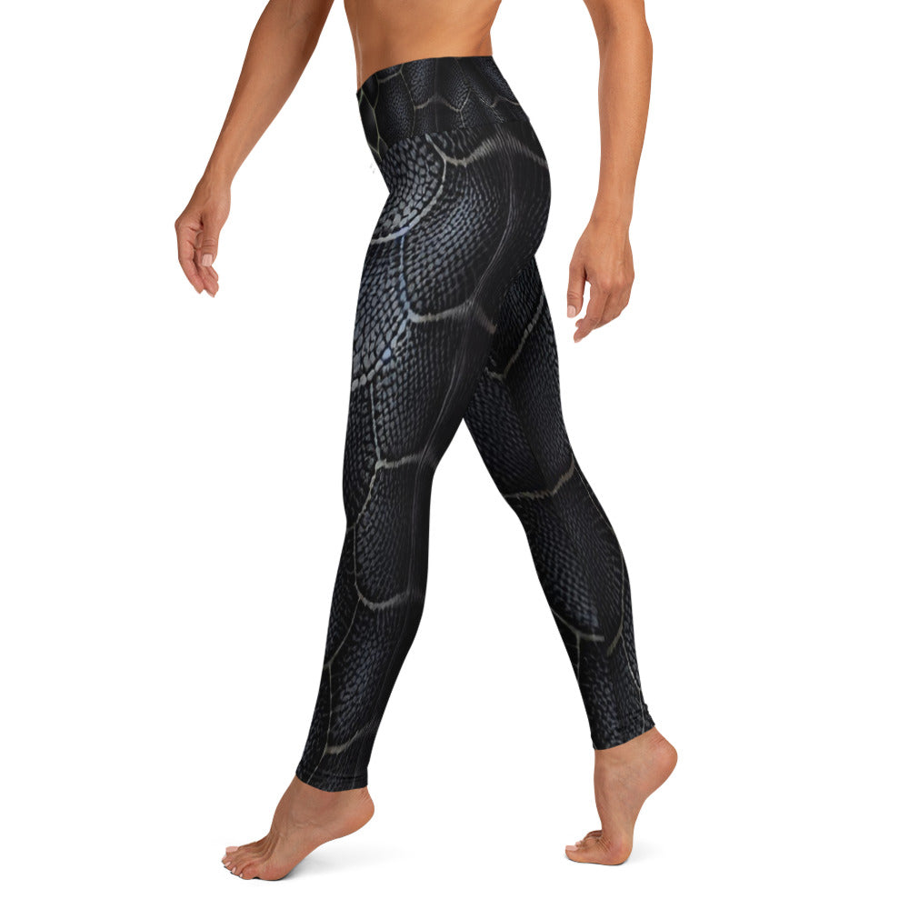 Black Mamba Snake Print Yoga Leggings For Women