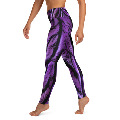 Purple Tiger Print Yoga Leggings For Women