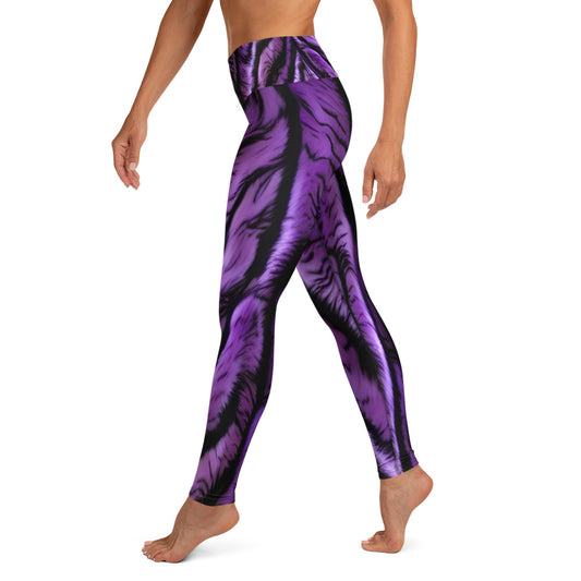 Purple Tiger Print Yoga Leggings For Women