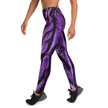 Purple Tiger Print Yoga Leggings For Women
