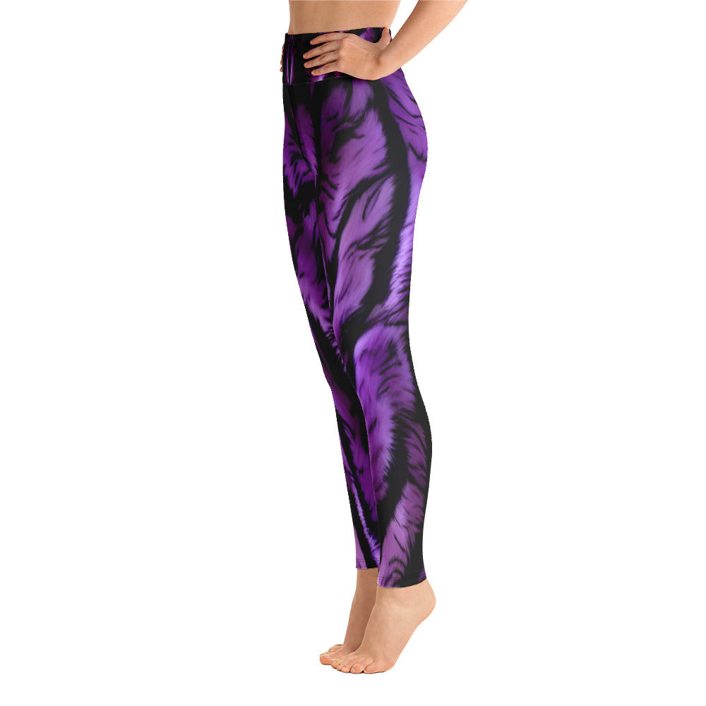 Purple Tiger Print Yoga Leggings For Women