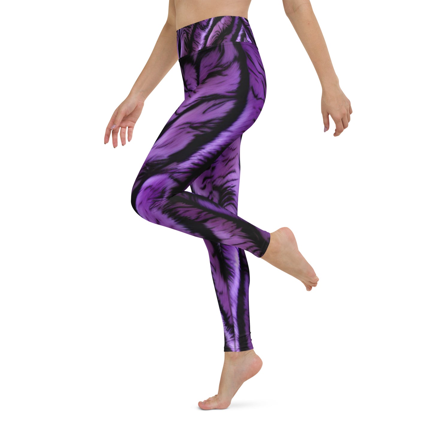 Purple Tiger Print Yoga Leggings For Women