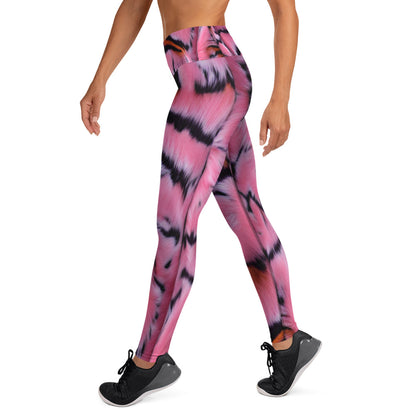 Pink Tiger Fur Printed Yoga Leggings For Women