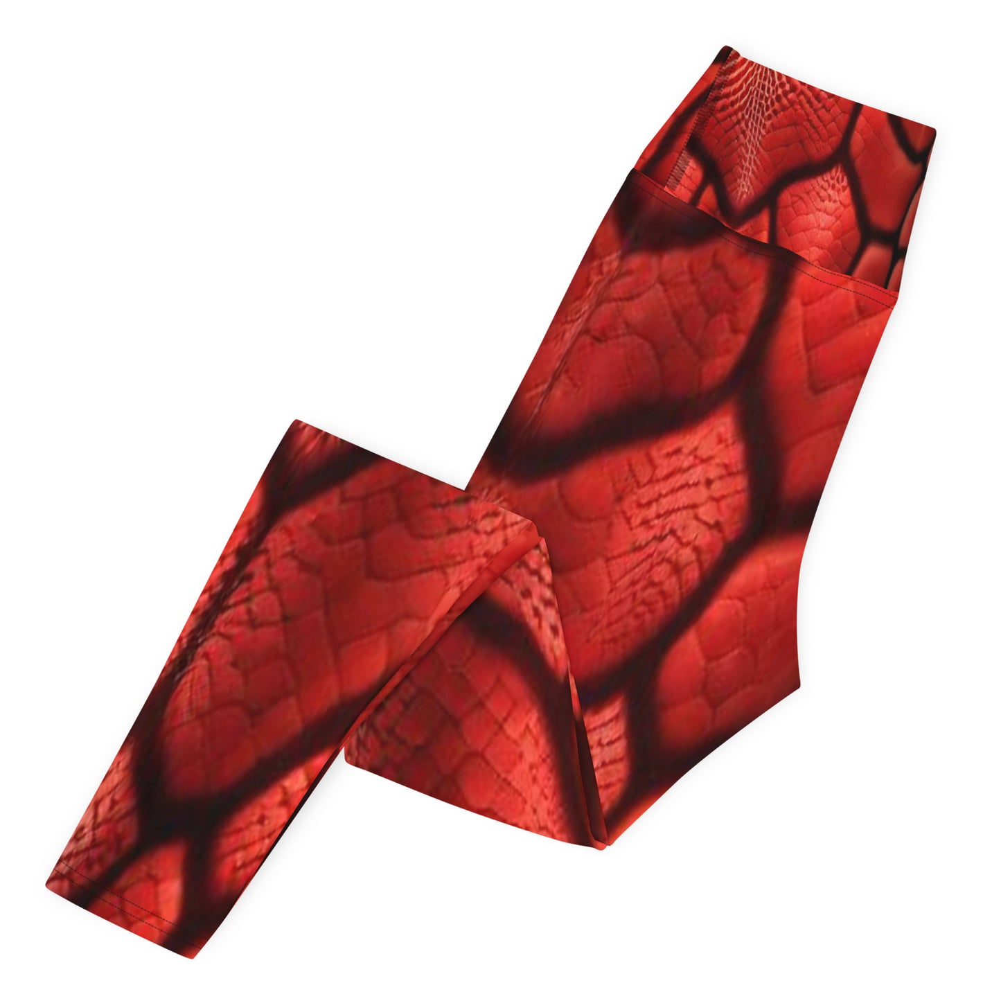 Red Dragon Scales Printed Yoga Leggings For Women