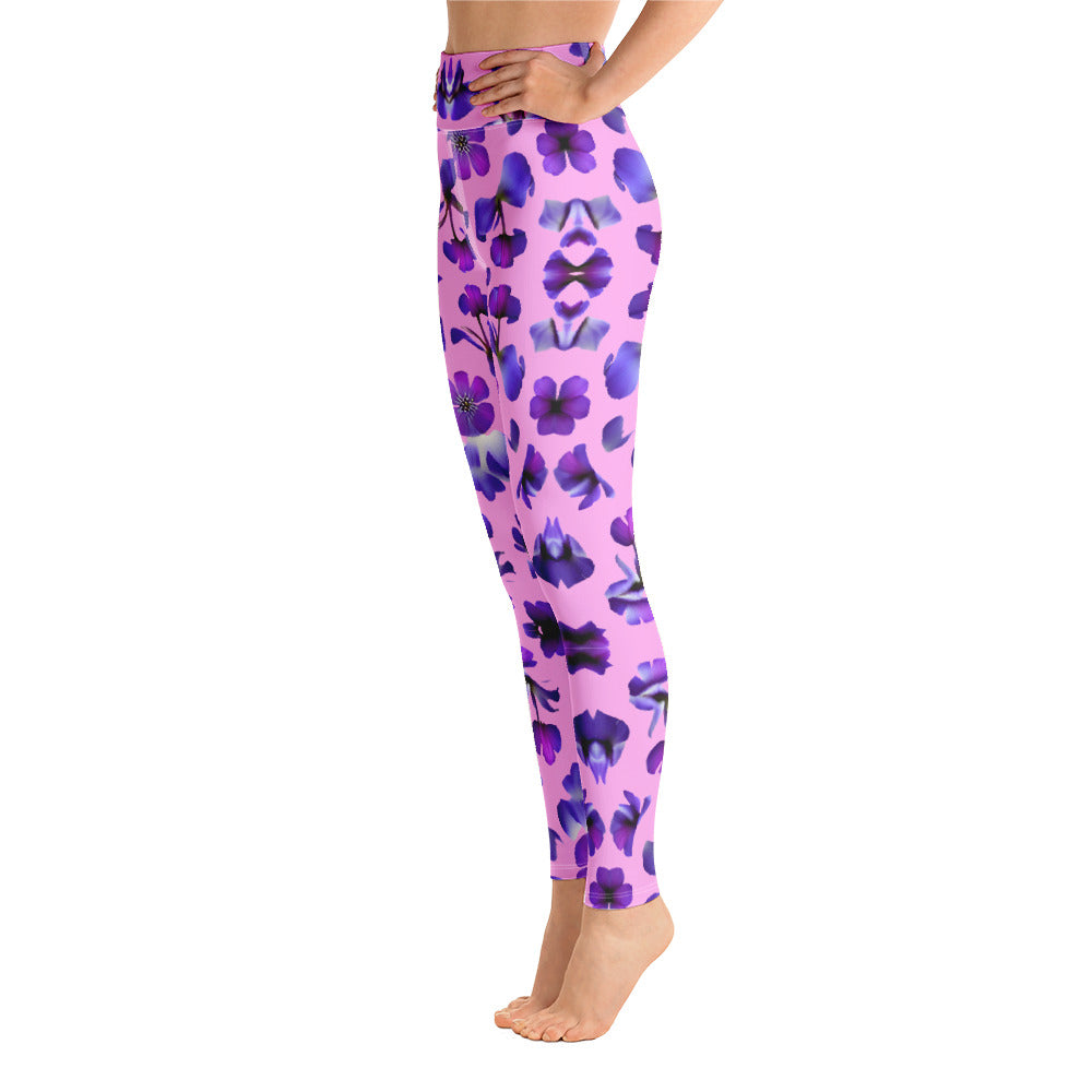 Violets Pattern Printed Yoga Leggings For Women